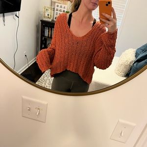 Orange Cropped Free People Sweater